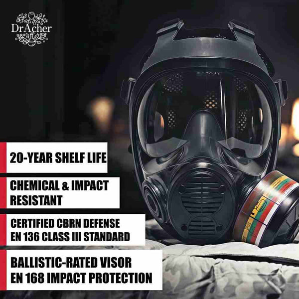 DrAcher Panoramic Gas Mask - Military Grade CBRN Protection
