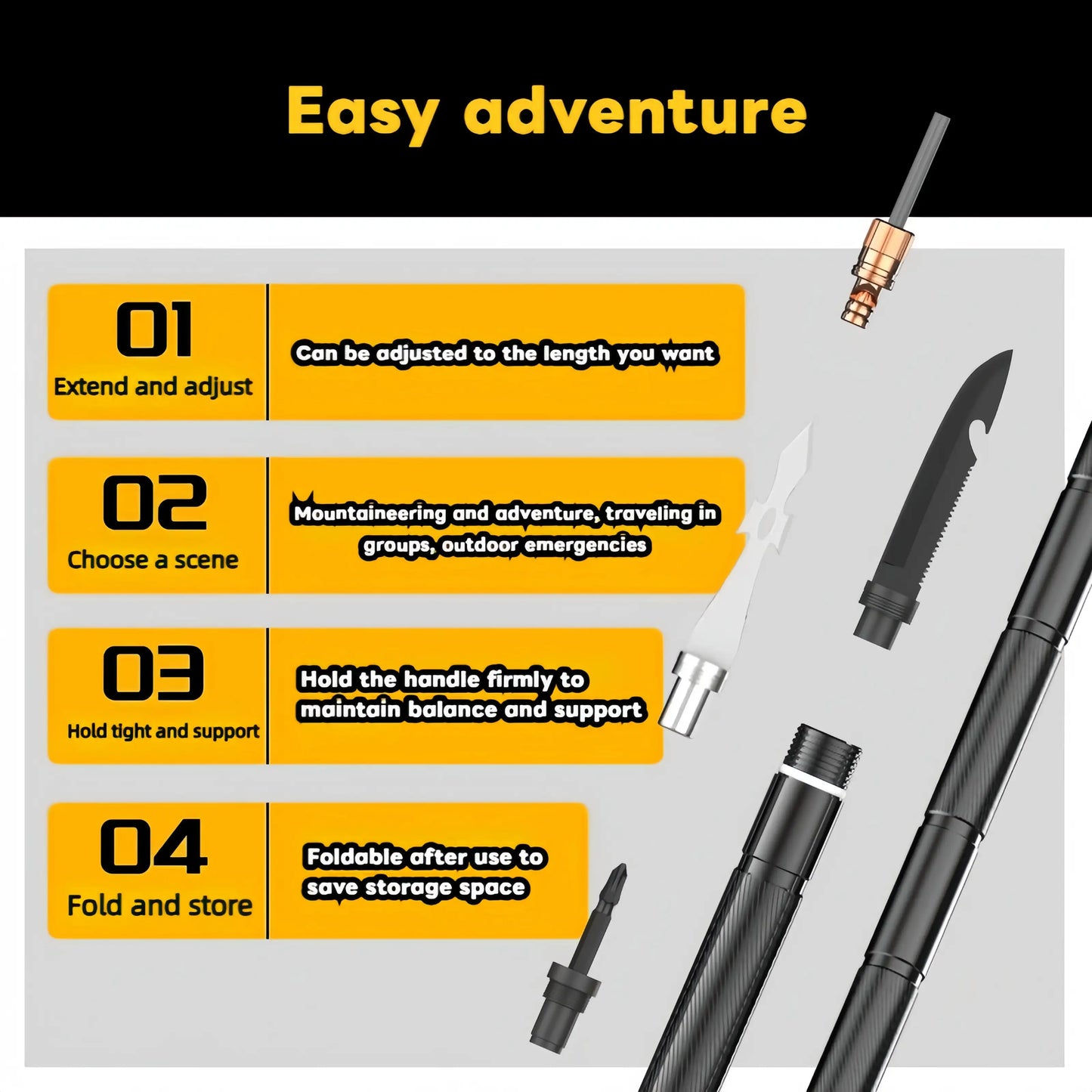 2026 DrAcher TitanGrip 123cm Tactical Survivor Staff