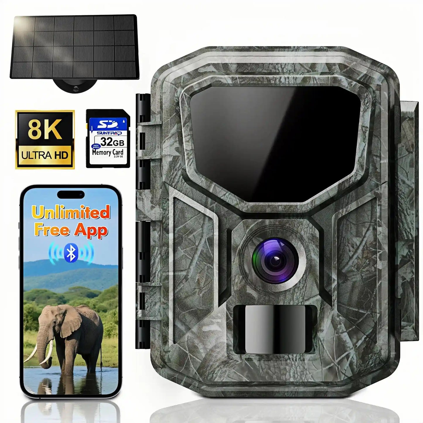 DrAcher Solar WiFi Wildlife Camera (8K Ultra HD)